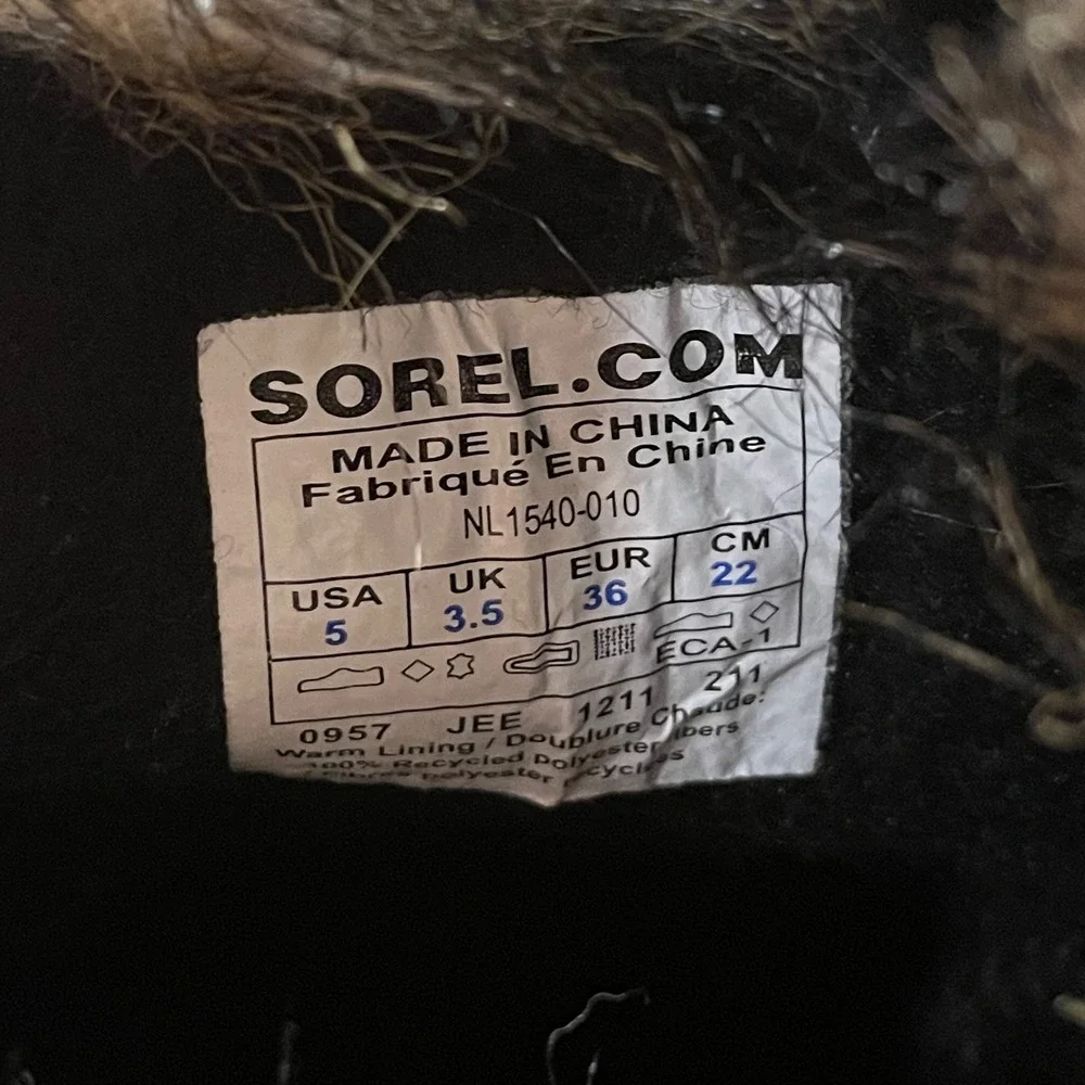 Sorel Joan of Arctic Boots Black Suede Faux Fur Winter Snow NL1540-010 Womens 5‎